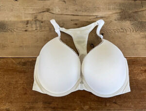 Victoria's Secret White 32DDD Body by Victoria Lined Racerback Demi Bra